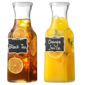 NETANY 4-pack square glass carafes with lids for organized party beverage service
