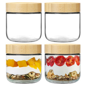 NETANY four-pack 10oz glass jars with airtight lids for fresh, portable storage on the go