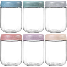 NETANY 6-pack 16 oz overnight oats containers with lids, ideal for meal prep and portability.