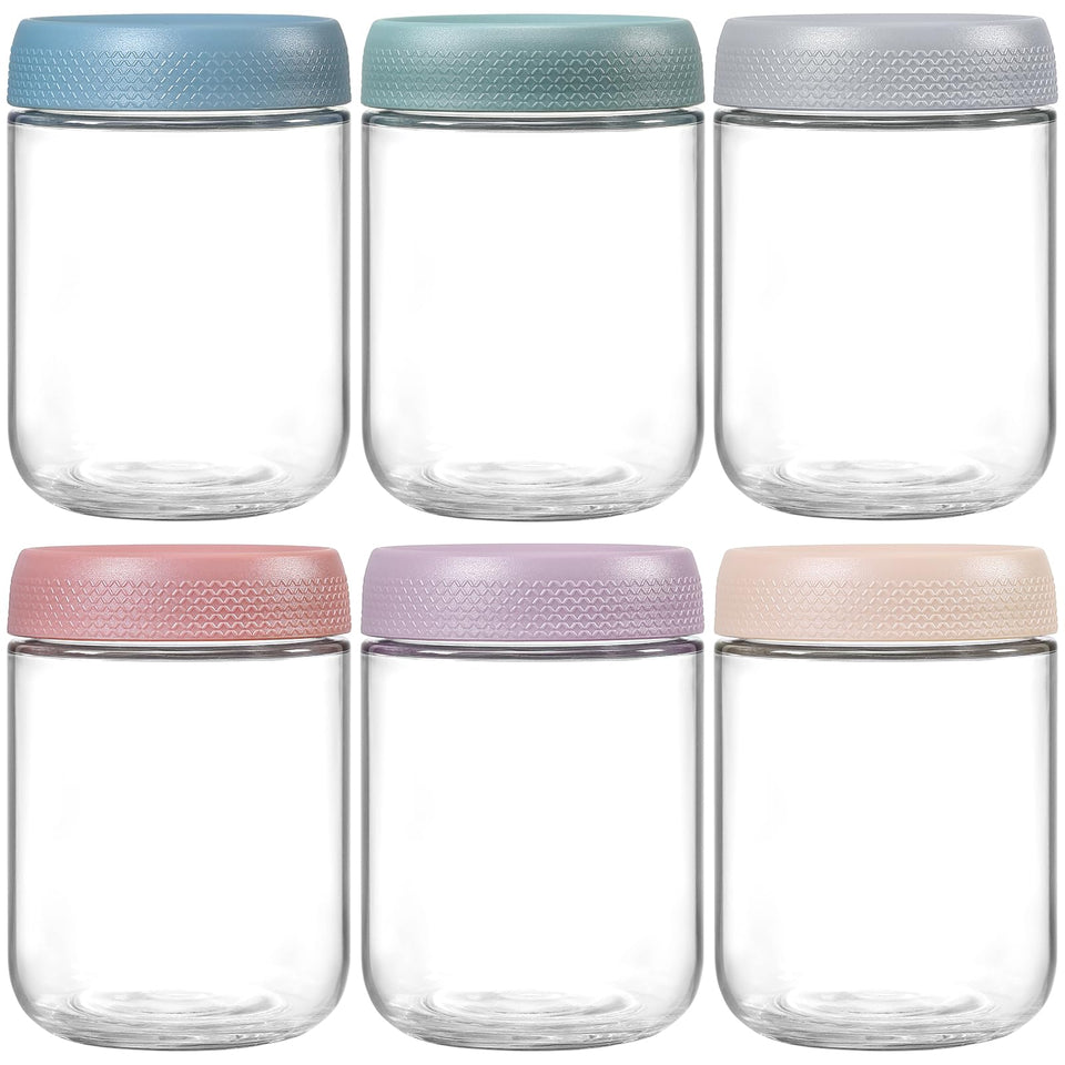 NETANY 6-pack 16 oz overnight oats containers with lids, ideal for meal prep and portability.