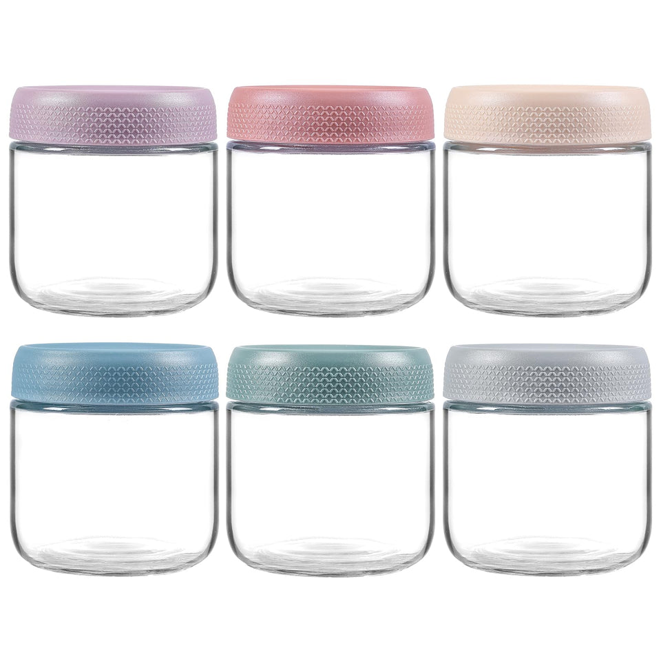 NETANY 6-pack 10oz glass jars with airtight lids, showing secure seal