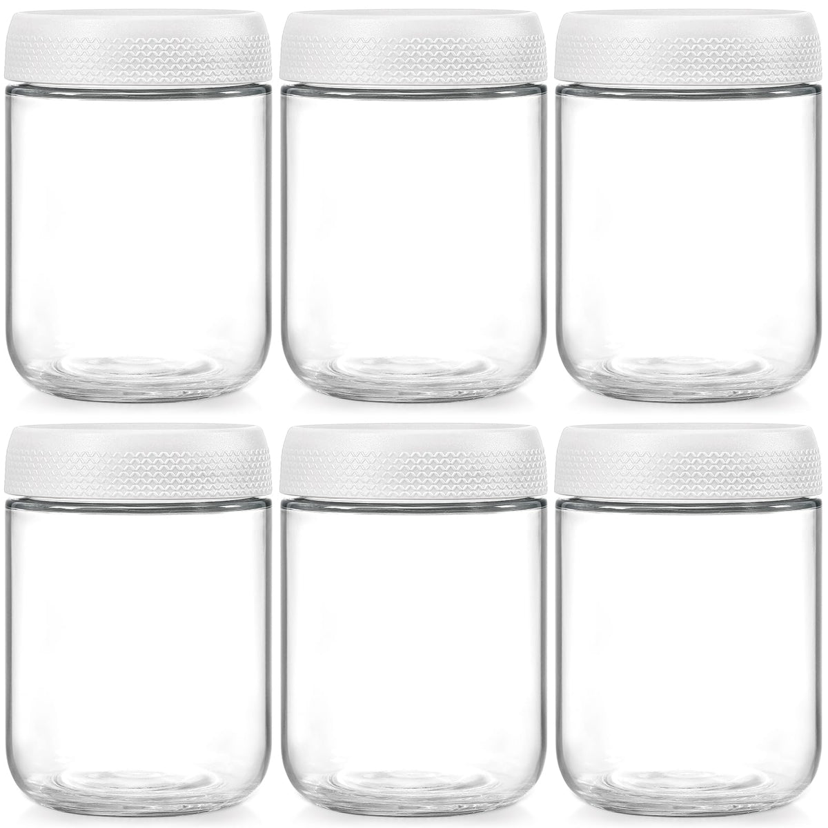 NETANY 6-pack 16oz glass jars with airtight lids for fresh, portable storage.