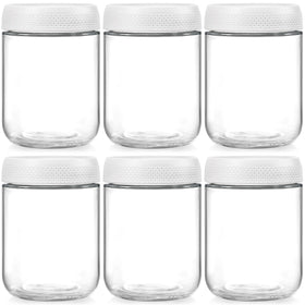 NETANY 6-pack 16oz glass jars with airtight lids for fresh, portable storage.
