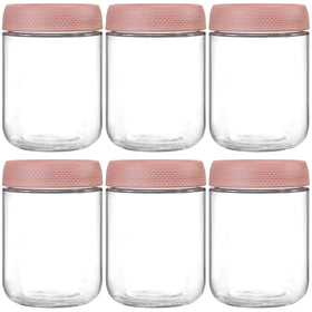 NETANY 6-pack 16oz glass jars with airtight lids for secure on-the-go storage.
