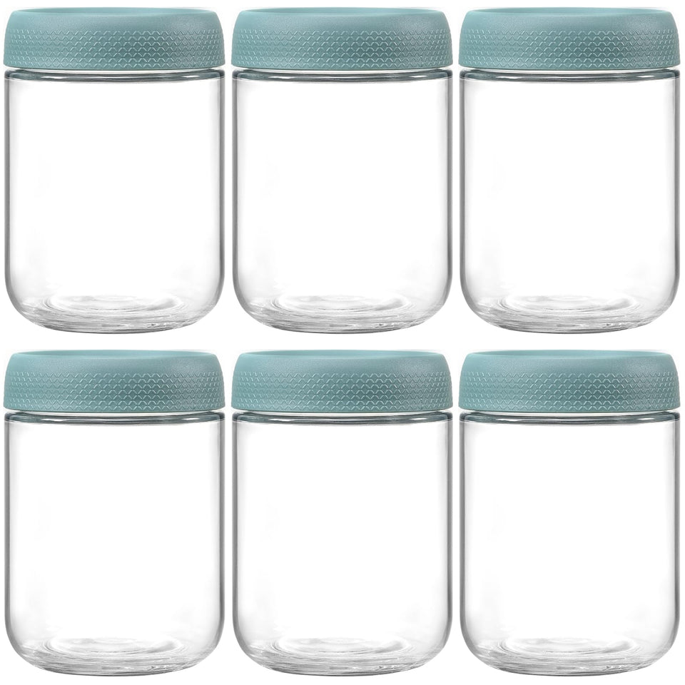 netany 6 pack 16oz glass jars with airtight lids for fresh storage.