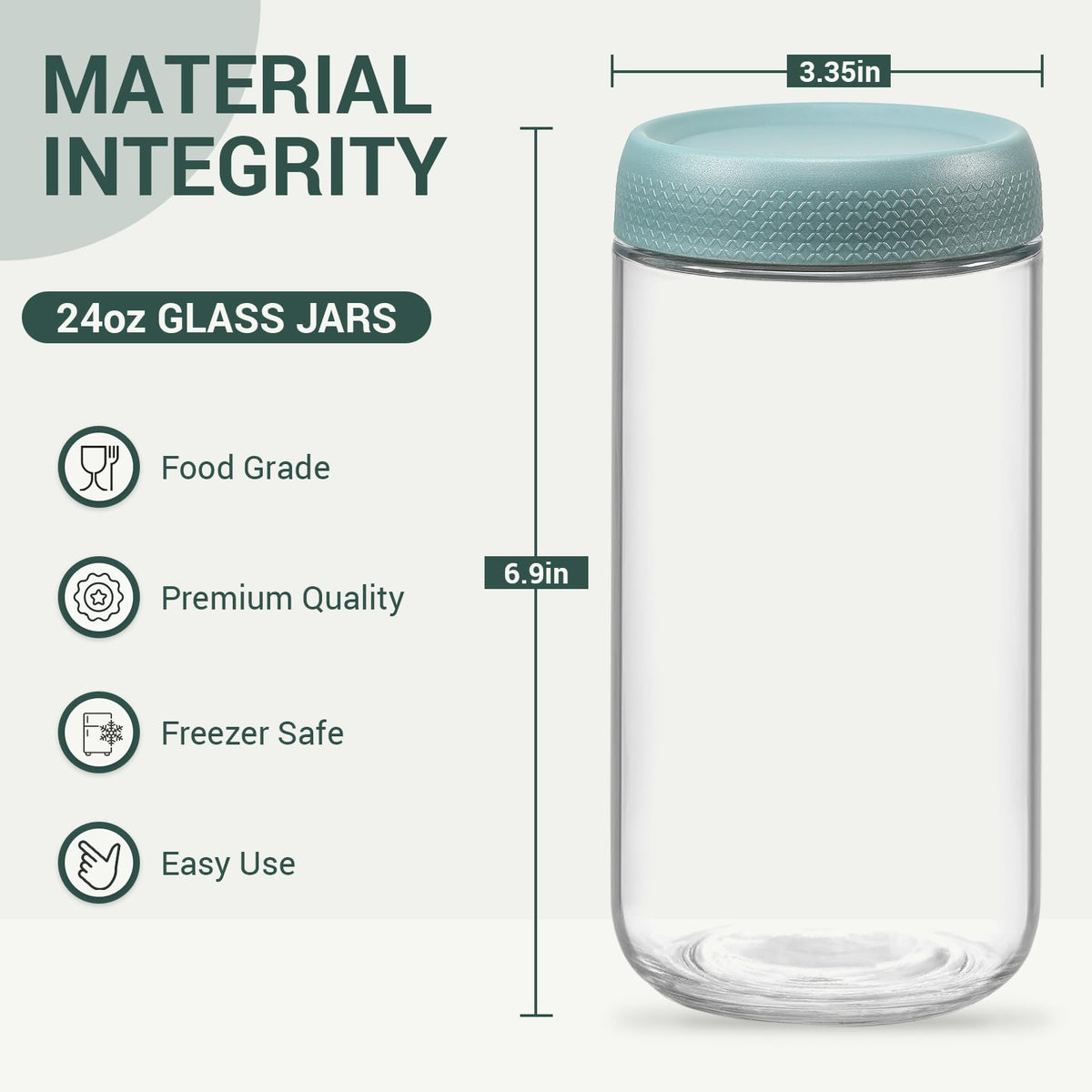 NETANY wide-mouth glass jar for easy filling and cleaning of yogurt or oats
