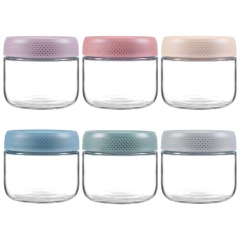 NETANY 6-pack 8oz glass jars with airtight lids, ideal for pantry organization.