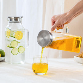 NETANY 75 oz capacity pitcher ready for serving iced tea or water.