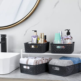 NETANY kitchen-use baskets help organize condiments and utensils neatly