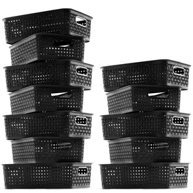 NETANY black baskets keep items grouped neatly on countertops and cabinets.