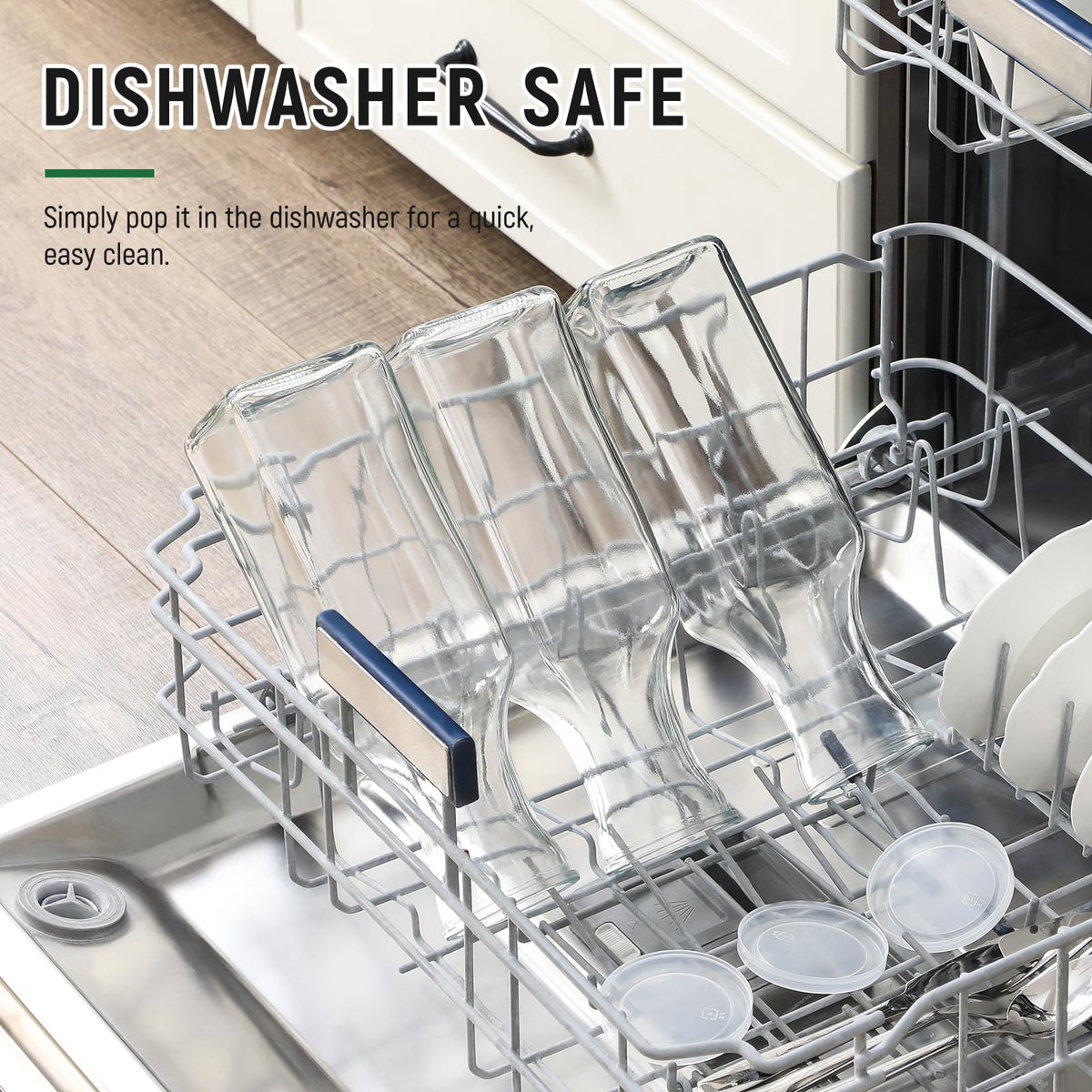 NETANY 1L clear glass pitcher is dishwasher safe for easy clean-up.