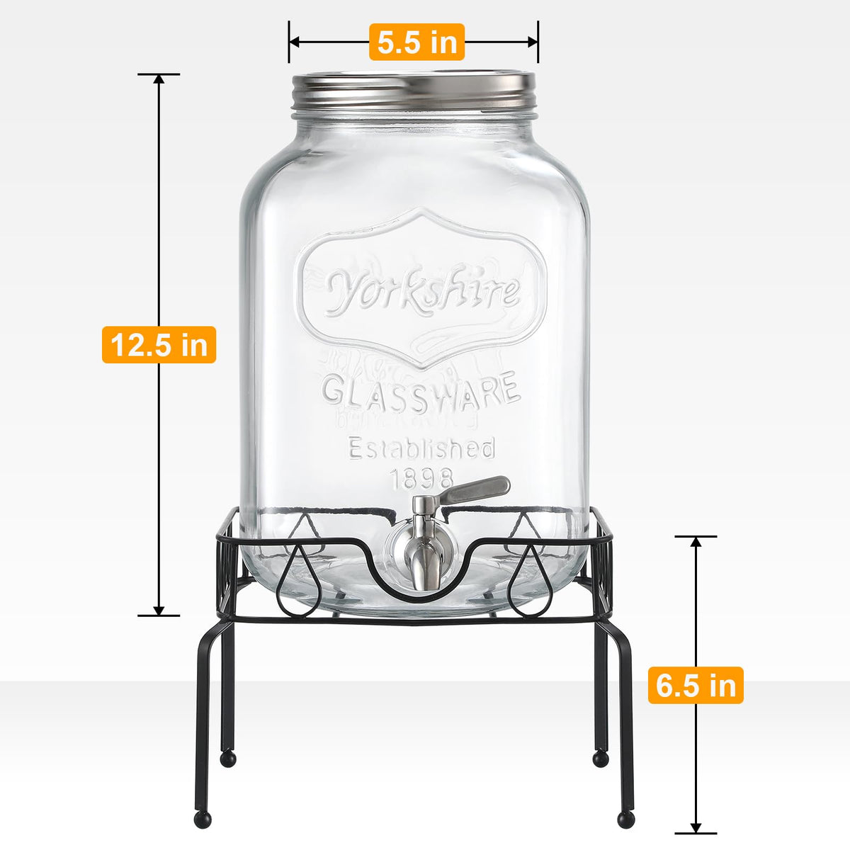NETANY crystal-clear glass dispenser showcasing iced drinks at a festive setup