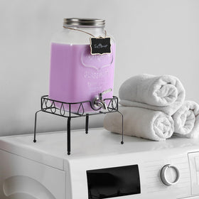 NETANY dispenser and stand dimensions showing ample capacity and footprint