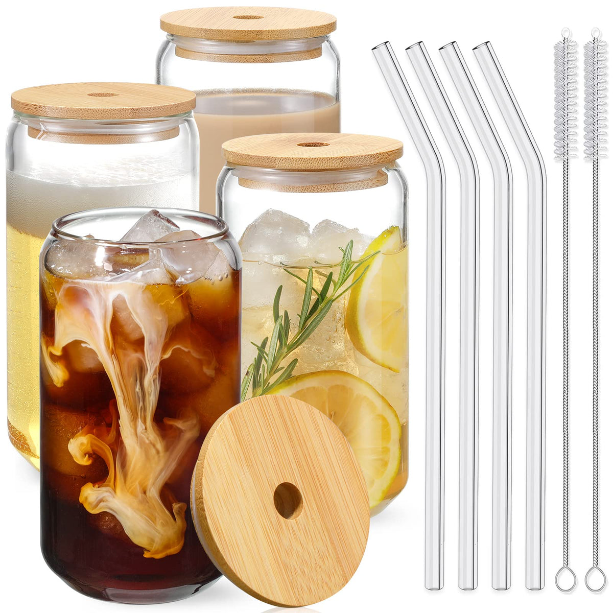 NETANY drinking glasses with bamboo lids for durable everyday use.
