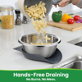 NETANY elevated base promotes self-draining and keeps food elevated during draining.