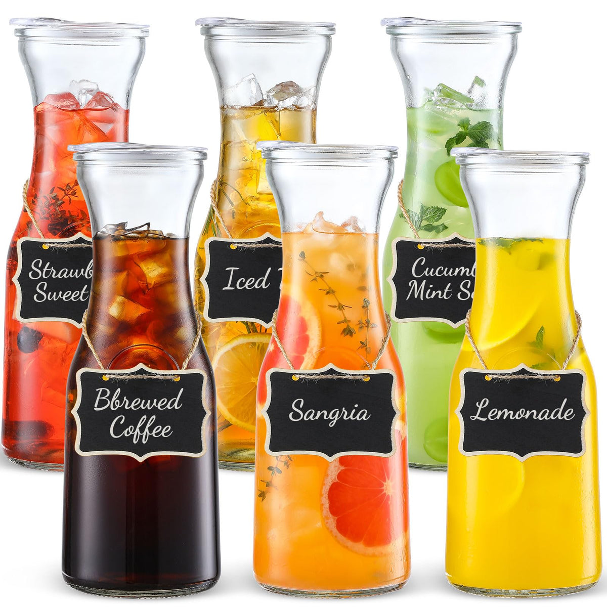 NETANY glass carafe with lid 1L set for effortless serving at gatherings