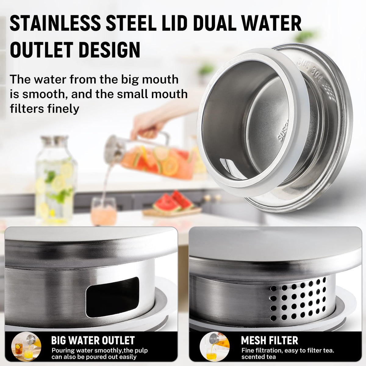 NETANY pitcher shown for iced coffee and hot tea pouring.