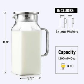 NETANY pitcher with drip-free pour spout for neat serving.