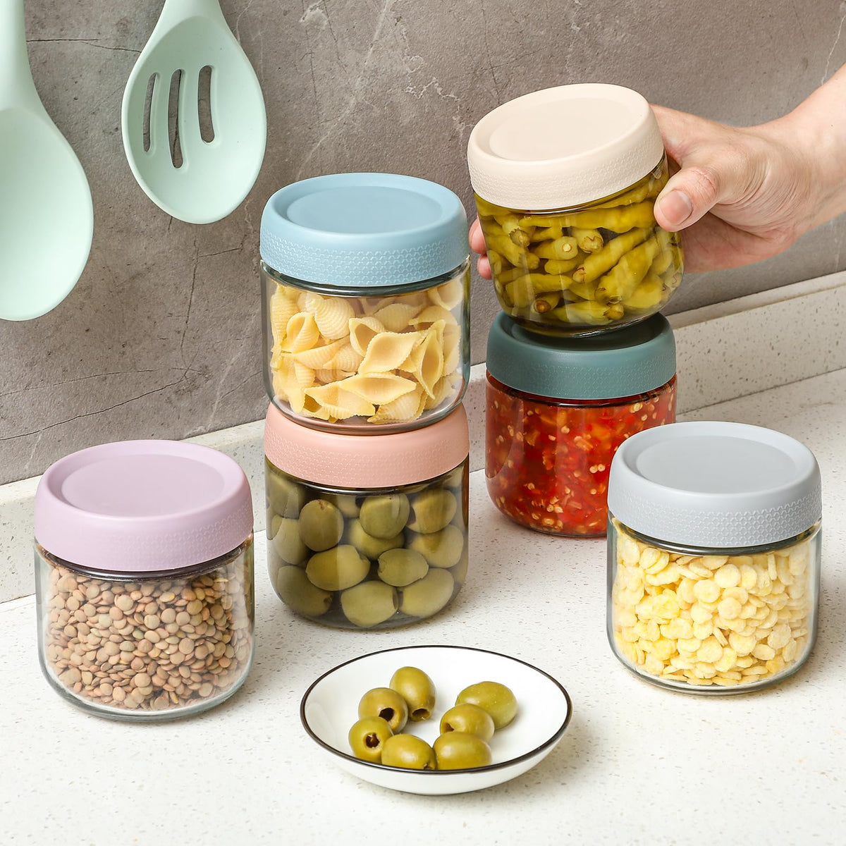 NETANY salad jars wide mouth ready for colorful ingredient layers