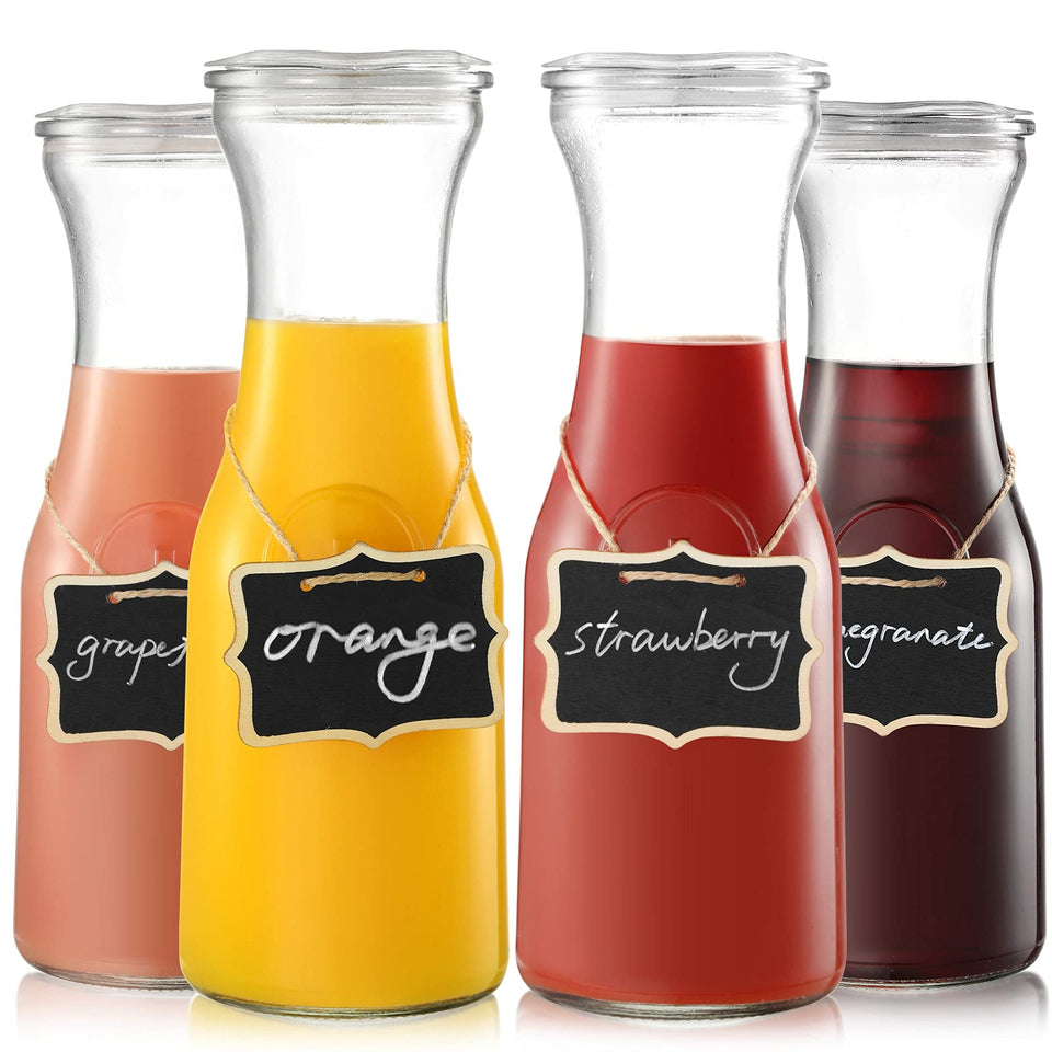 NETANY four-glass carafes with lids ready for 1-liter servings at brunch