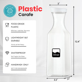 NETANY square-base carafe close-up showing easy-grip for pouring.