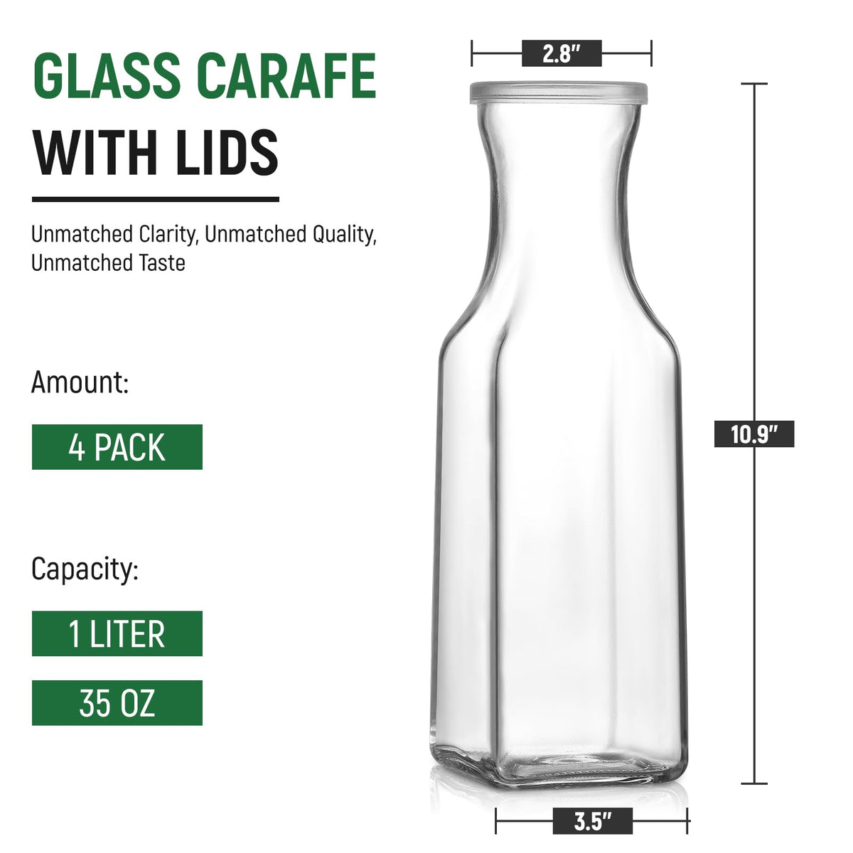 NETANY 1L square carafe with lid showcases slim neck for tidy pours.