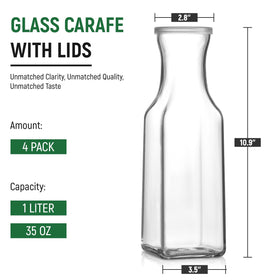 NETANY 1L square carafe with lid showcases slim neck for tidy pours.