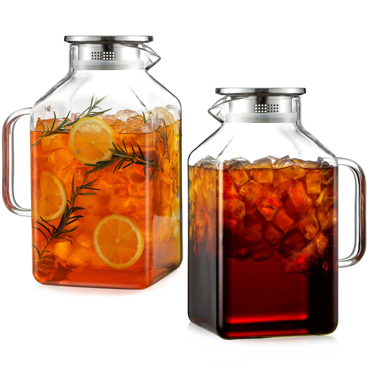 NETANY square pitcher with lid for stylish fridge storage and easy pouring.