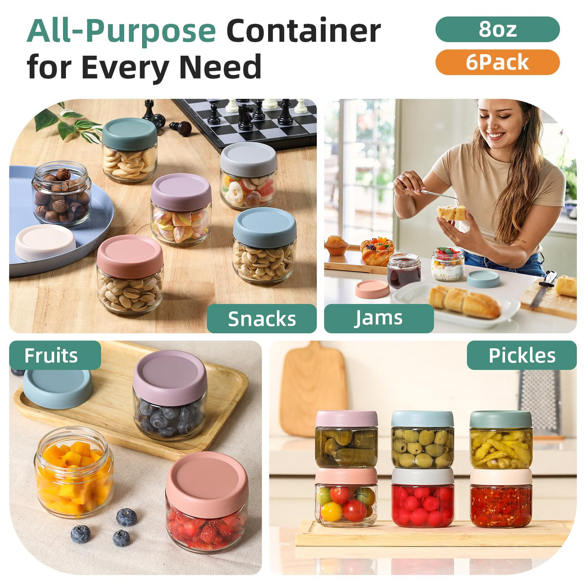 NETANY stackable glass jar with edge lid saves cabinet space.