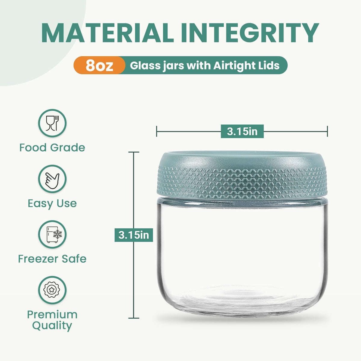 NETANY wide-mouth glass jar inside view for easy filling and cleaning.