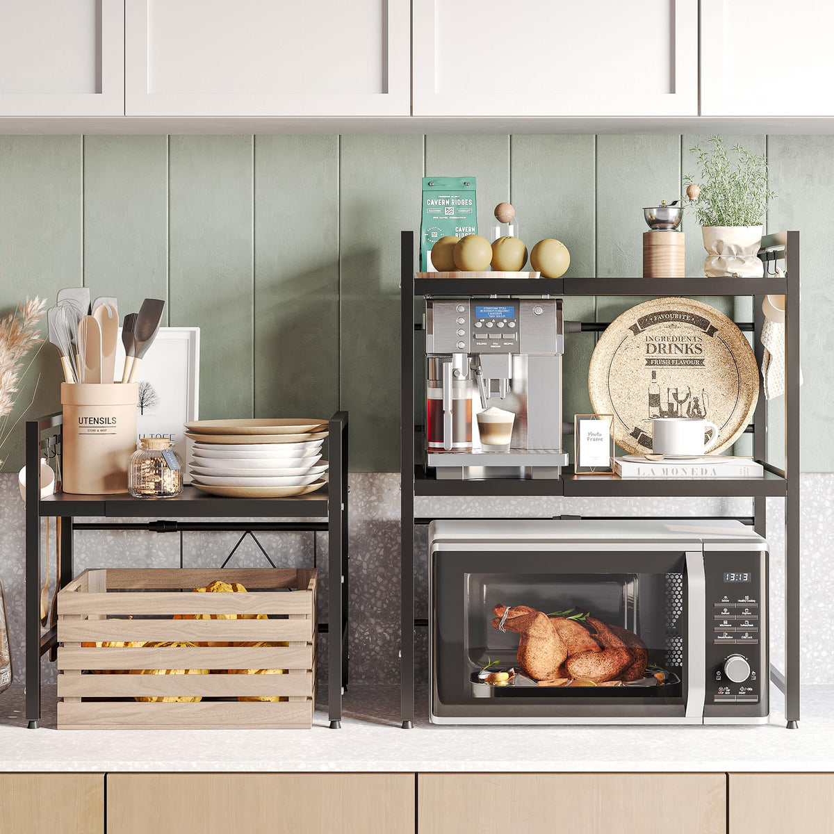 NETEL compact two-tier rack suitable for tight countertops