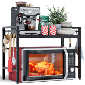 NETEL expandable microwave stand, two-tier design for versatile counter organization