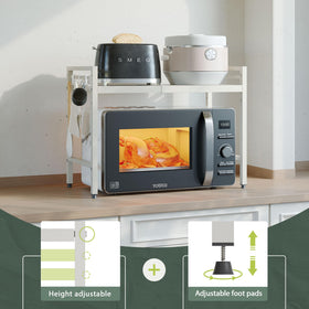 NETEL two-tier rack with eight hooks for utensils and coffee accessories.