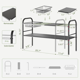 NETEL expandable shelf accommodates pipes and taller items smoothly.