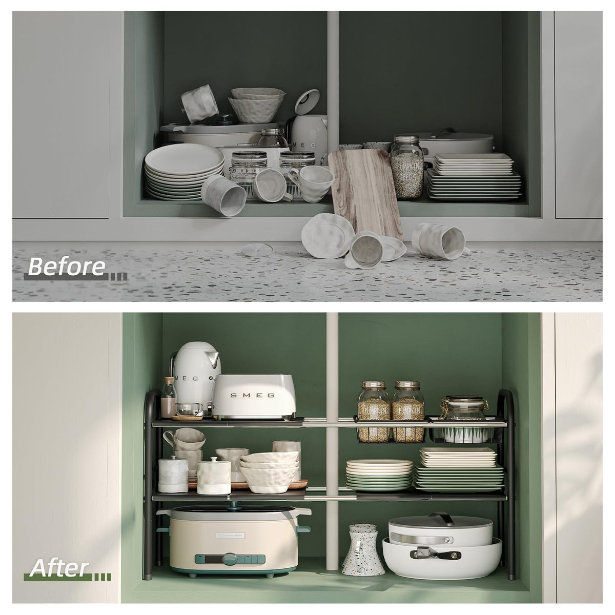 NETEL four-height adjustable levels allow precise shelf placement.
