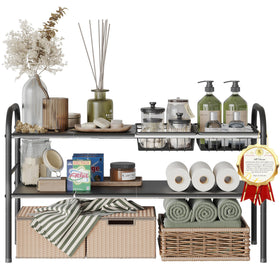 NETEL under-sink organizer with extendable rails for flexible cabinet storage.