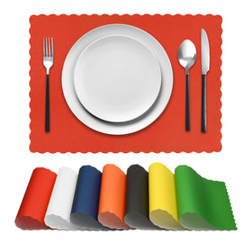 Netko placemats bulk 50-pack, red scalloped edge for events.