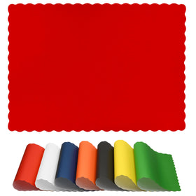 Netko disposable placemats red scalloped edge 10x14 inches, ideal for elegant dining.