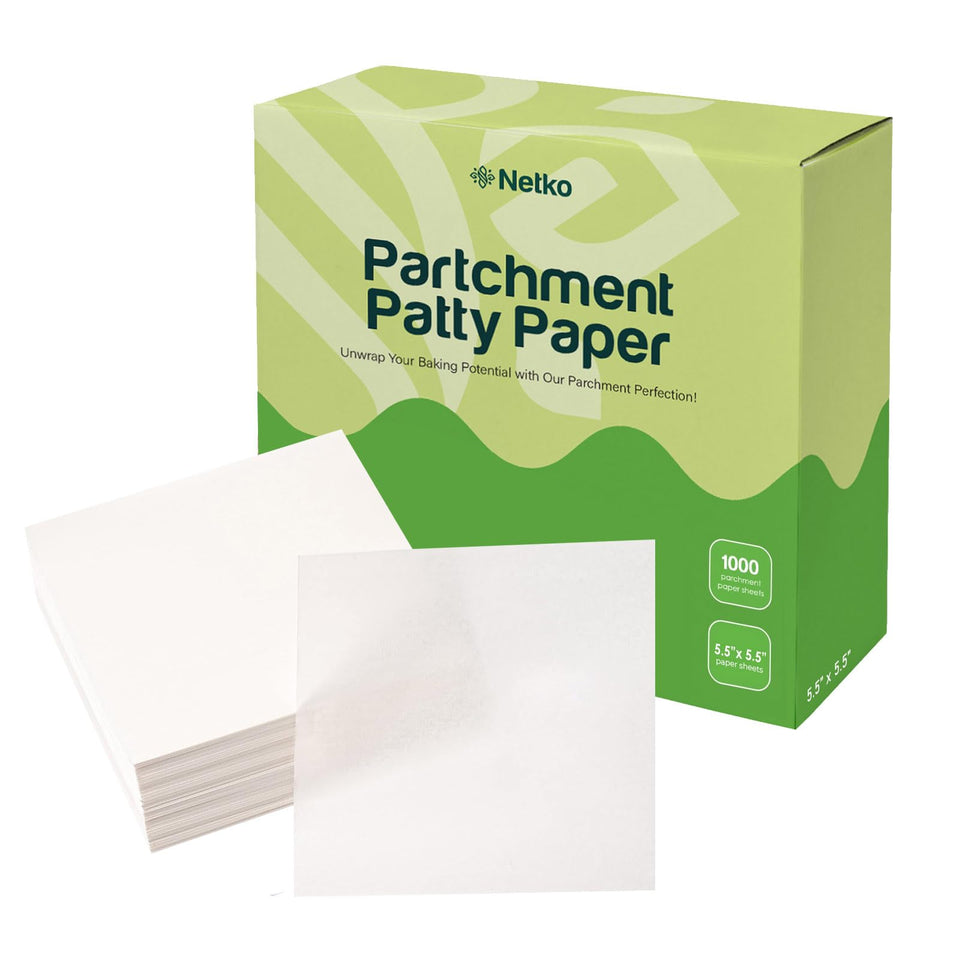 Netko Patty Paper 5.5x5-inch sheets protect patties and prevent grease bleed.