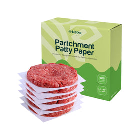 Netko Patty Paper wax-coated sides offer a non-stick surface for easy patty handling.