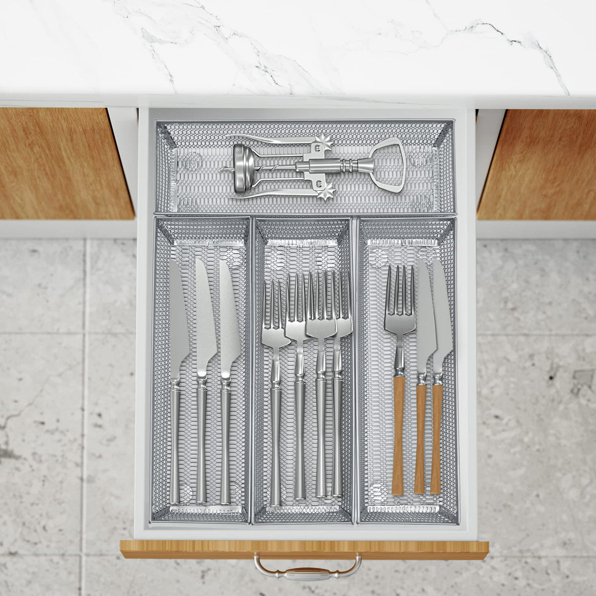 Neudeco silverware organizer kitchen use fits multiple drawers and rooms
