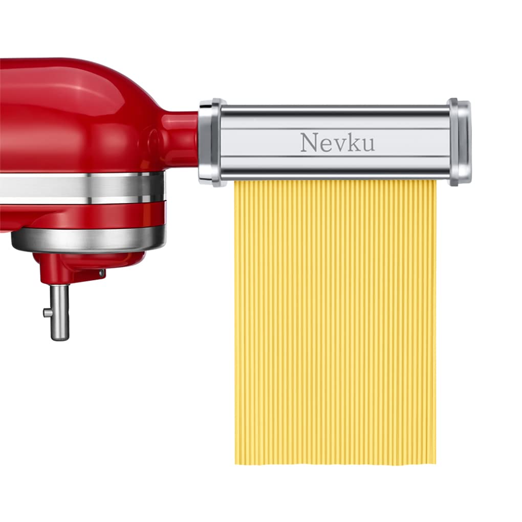 Nevku fettuccine cutter with KitchenAid shapes ribbon-like noodles