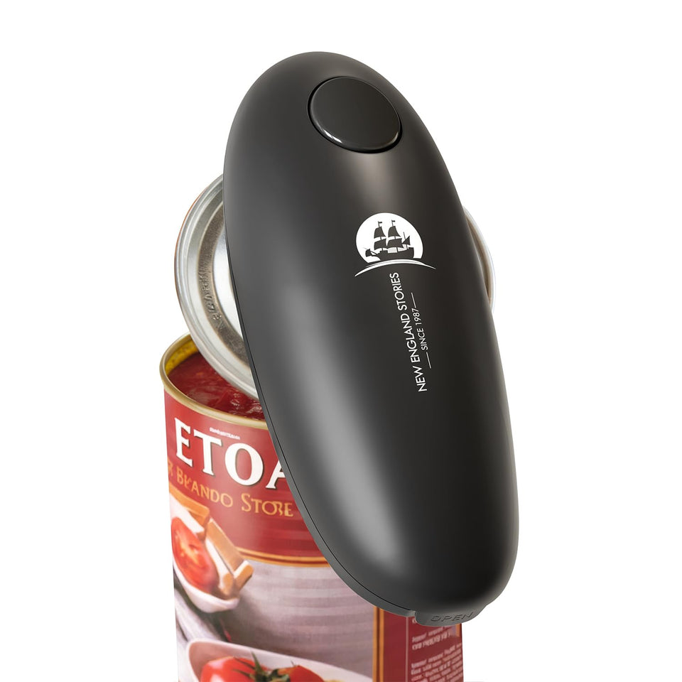 New England Stories automatic can opener with one-touch operation for easy opening