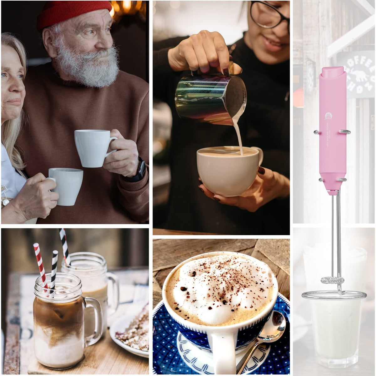 New England Stories battery-powered frother ready for frothing anywhere