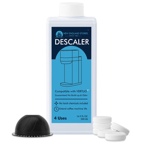 New England Stories descaling solution bottle for mineral buildup removal.
