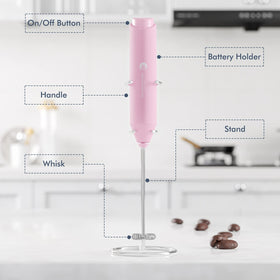 New England Stories frother in action creating café-style foam for coffee