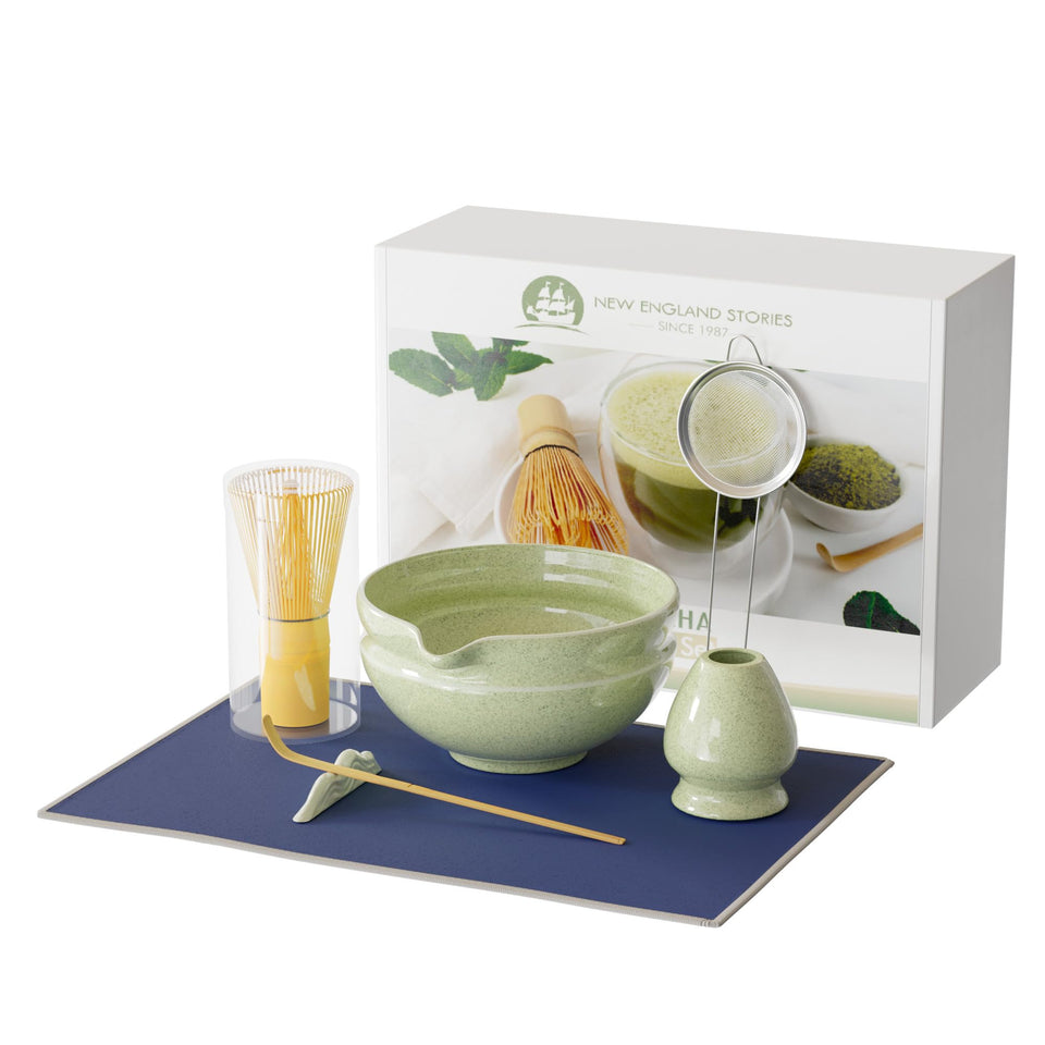 New England Stories Matcha Whisk Set ceramic bowl for pure flavor and easy whisking