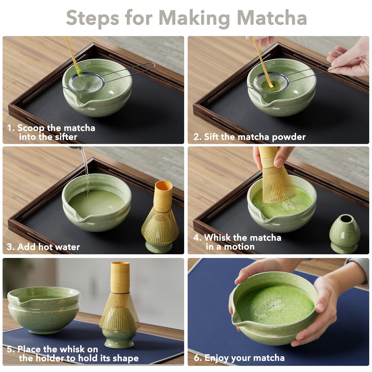 New England Stories Matcha Whisk Set cloth protects purity during prep
