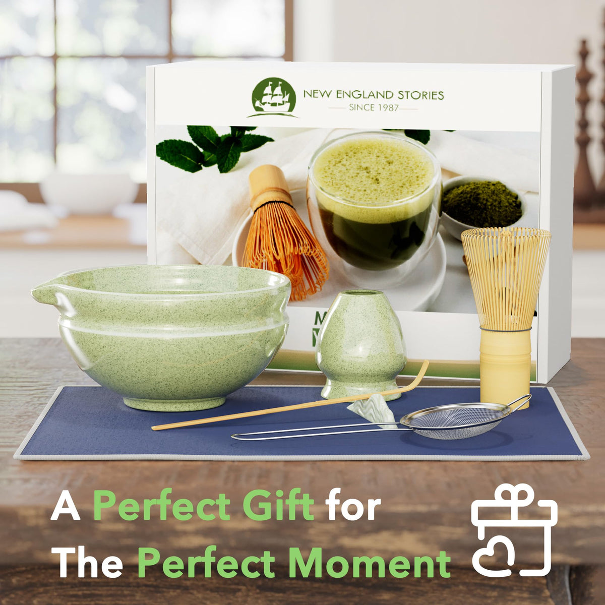 New England Stories Matcha Whisk Set kit case keeps everything neatly stored