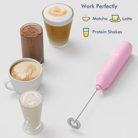 New England Stories frother used to mix matcha into a smooth drink